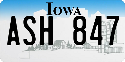IA license plate ASH847