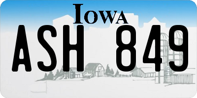 IA license plate ASH849