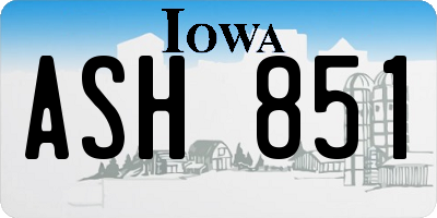 IA license plate ASH851