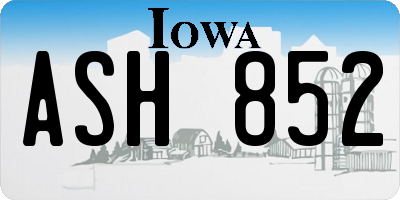 IA license plate ASH852