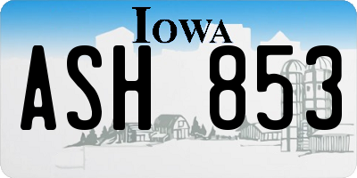 IA license plate ASH853