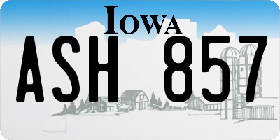 IA license plate ASH857