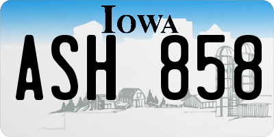 IA license plate ASH858