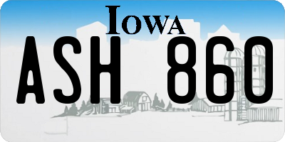 IA license plate ASH860