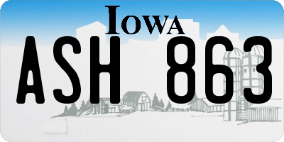 IA license plate ASH863