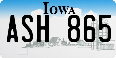 IA license plate ASH865