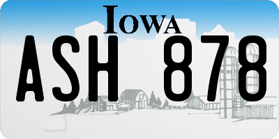 IA license plate ASH878