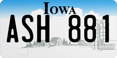 IA license plate ASH881