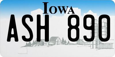 IA license plate ASH890