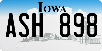 IA license plate ASH898