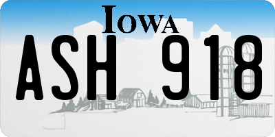 IA license plate ASH918