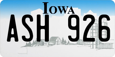 IA license plate ASH926