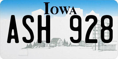 IA license plate ASH928