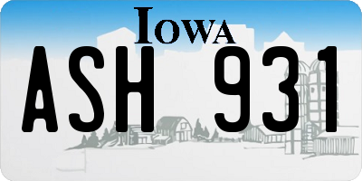 IA license plate ASH931