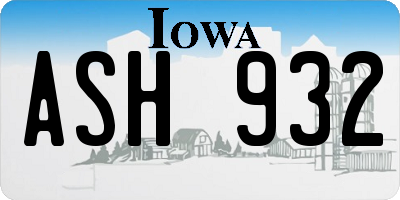 IA license plate ASH932