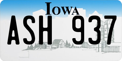 IA license plate ASH937