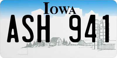IA license plate ASH941