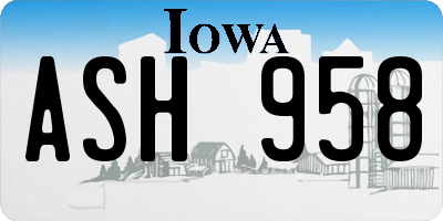 IA license plate ASH958