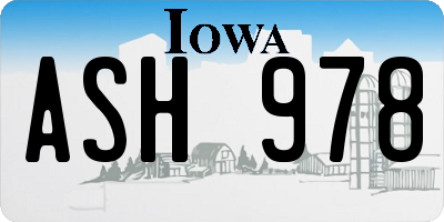 IA license plate ASH978