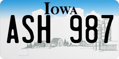 IA license plate ASH987