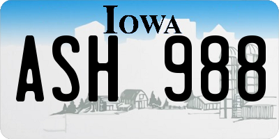 IA license plate ASH988