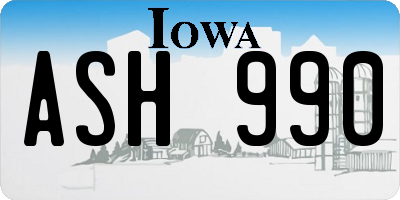 IA license plate ASH990