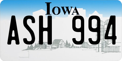 IA license plate ASH994