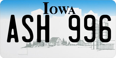IA license plate ASH996