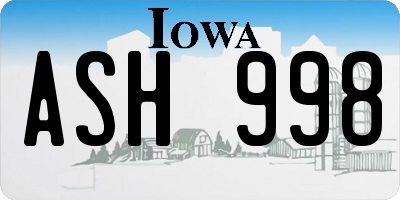 IA license plate ASH998