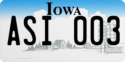IA license plate ASI003