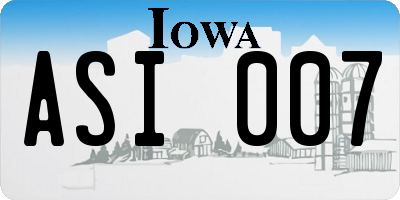 IA license plate ASI007