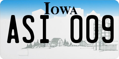IA license plate ASI009