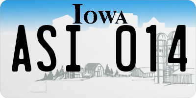 IA license plate ASI014