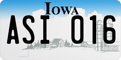 IA license plate ASI016