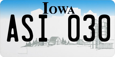 IA license plate ASI030