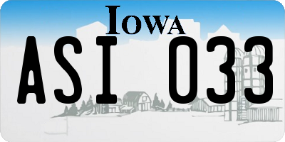IA license plate ASI033