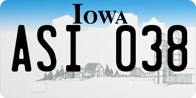 IA license plate ASI038