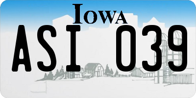 IA license plate ASI039