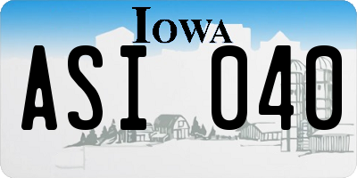IA license plate ASI040