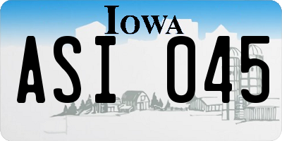 IA license plate ASI045