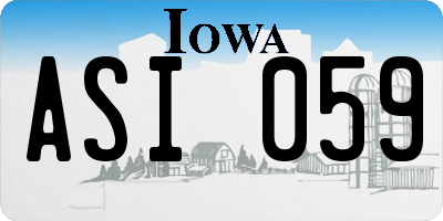 IA license plate ASI059