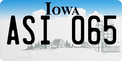 IA license plate ASI065