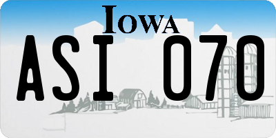 IA license plate ASI070