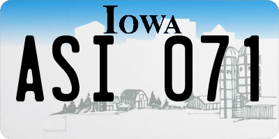 IA license plate ASI071