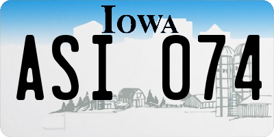 IA license plate ASI074