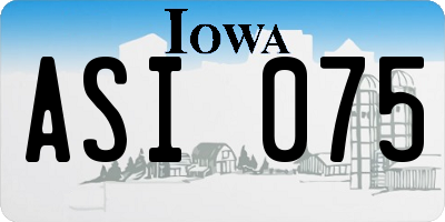 IA license plate ASI075