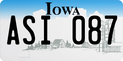 IA license plate ASI087