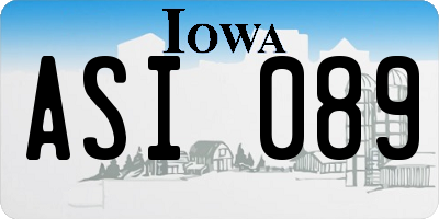 IA license plate ASI089