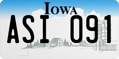 IA license plate ASI091