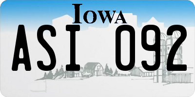 IA license plate ASI092